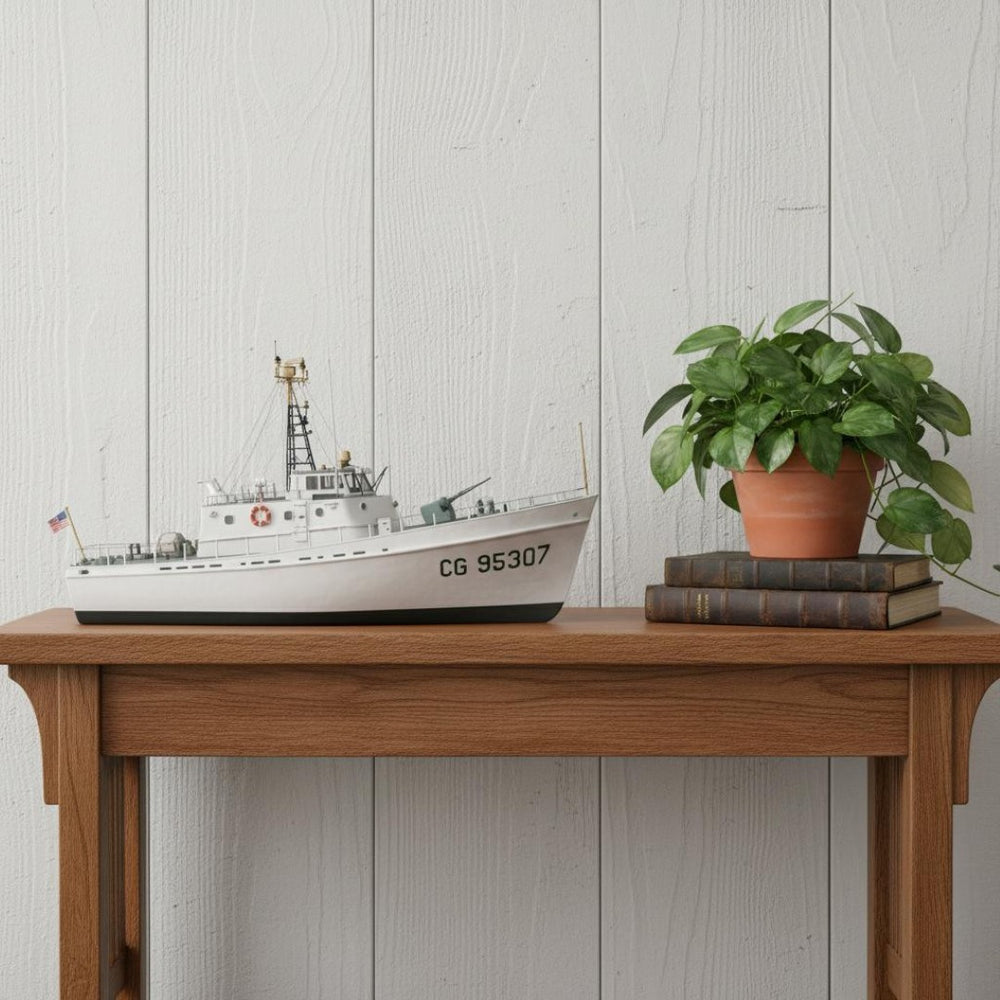 HomeRoots 10" Hand-Painted Wooden Model Boat - Vintage Nautical Charm for Home Décor & Gift Ideas 624587