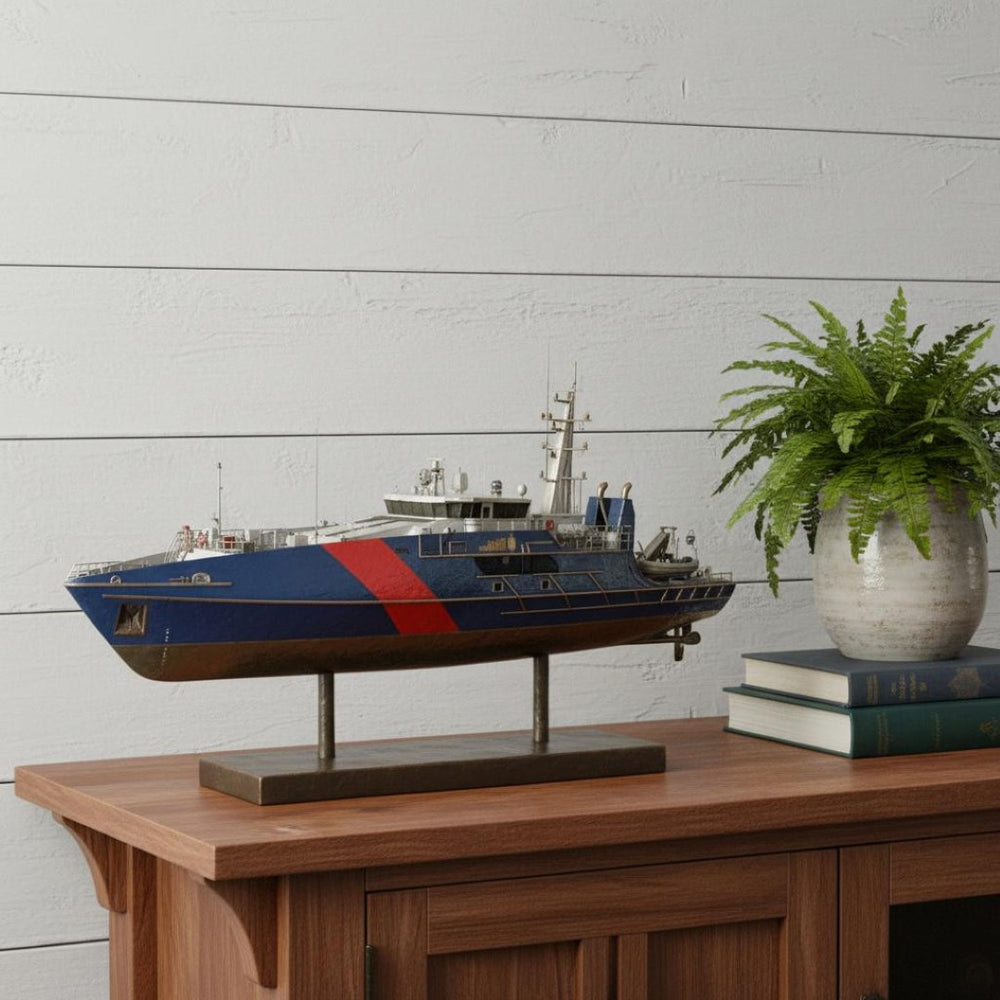 HomeRoots 10" Hand-Painted Vintage Wooden Model Boat - Unique Coastal Decor Accent for Home or Gift Idea 624595