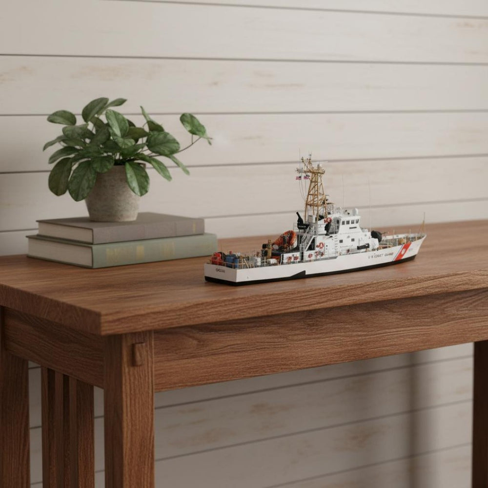HomeRoots 10" Hand-Painted Vintage Wooden Model Boat - Nautical Charm for Home Décor & Unique Gift Idea 624597
