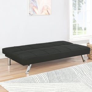 English Elm Joel Black Tufted Convertible Sofa Bed with Plush Upholstery, Metal Legs, Modern Durable Comfort B062P344955