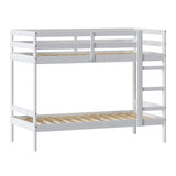 Simple Solid Wood Twin Over Twin Bunk Bed White SOPB3HWHWP Walker Edison