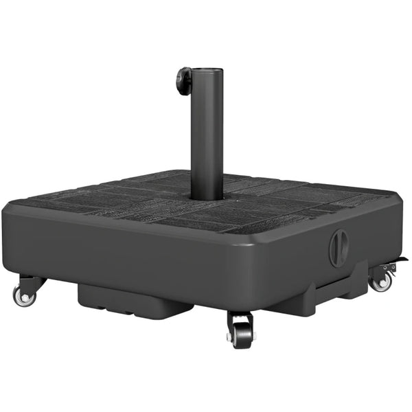 English Elm Mobile Patio Umbrella Base with Wheels Hdpe Fillable 77 Lb Weighted Outdoor Stand T3971P476496