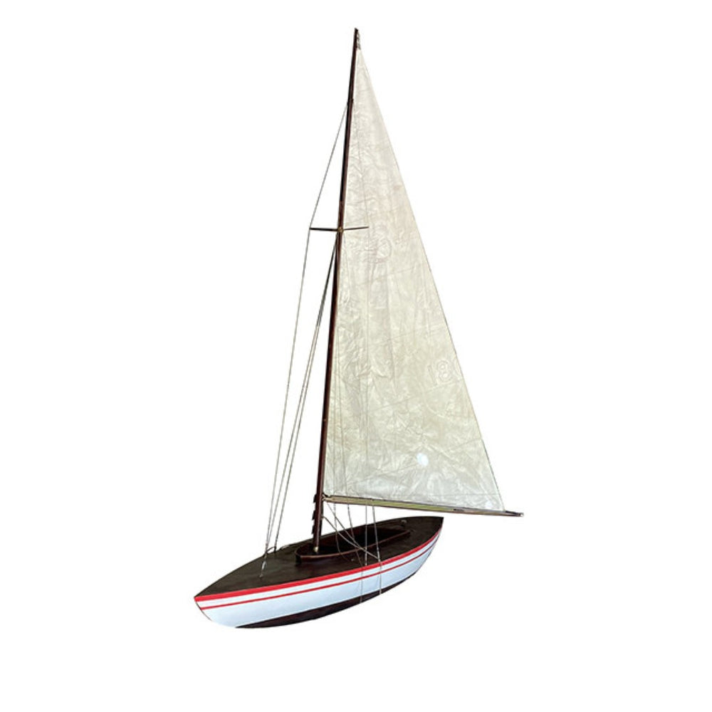HomeRoots 67" Hand Painted Vintage-Inspired Wooden Model Boat - Artisan Crafted Nautical Decor for Home & Gifts 624608