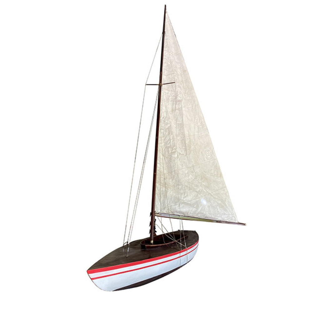 HomeRoots 67" Hand Painted Vintage-Inspired Wooden Model Boat - Artisan Crafted Nautical Decor for Home & Gifts 624608