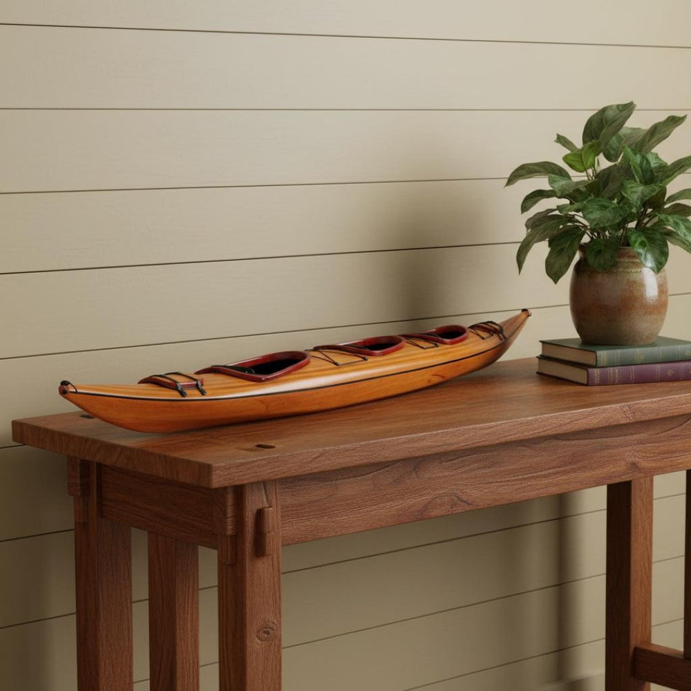 HomeRoots 10" Hand-Painted Wooden Model Boat – Vintage Nautical Charm for Home Décor & Gift Giving Ideas! 624612
