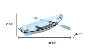 HomeRoots 14" Unfinished Wood Hand-Painted Model Boat – Unique Nautical Decor for Home, Gifts & Collectibles 624623