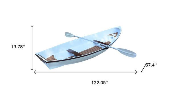 HomeRoots 14" Unfinished Wood Hand-Painted Model Boat – Unique Nautical Decor for Home, Gifts & Collectibles 624623