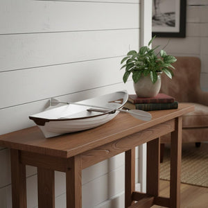 HomeRoots 14" Unfinished Wood Hand-Painted Model Boat – Unique Nautical Decor for Home, Gifts & Collectibles 624623