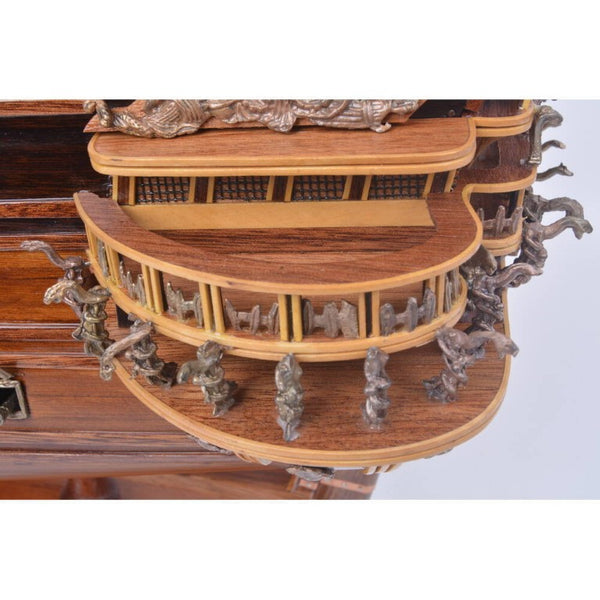 HomeRoots 32 Inch Handcrafted Wooden Sailboat Replica Decorative Nautical Accent for Coastal Homes 624628