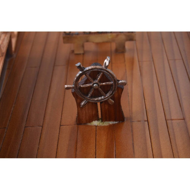 HomeRoots 32 Inch Handcrafted Wooden Sailboat Replica Decorative Nautical Accent for Coastal Homes 624628