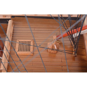 32 Inch Handcrafted Wooden Sailboat Replica Decorative Nautical Accent for Coastal Homes