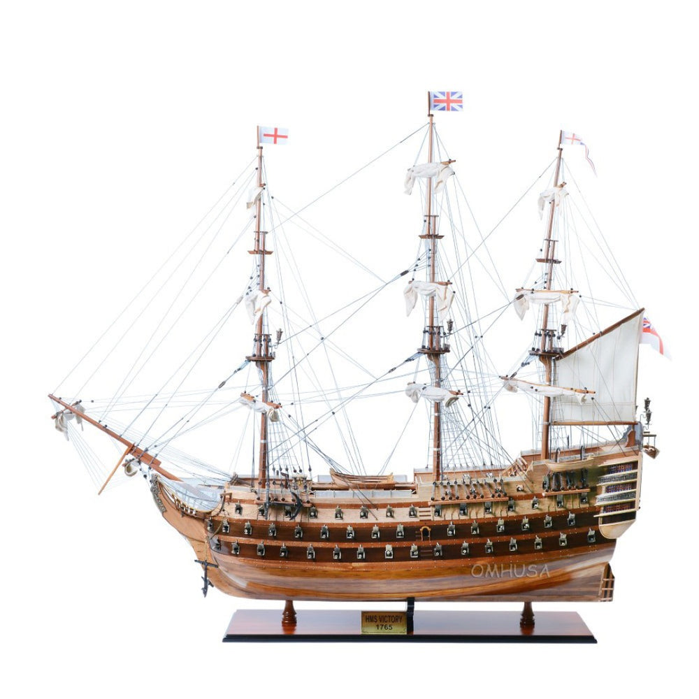 HomeRoots 53" Unfinished Wood Hand-Painted Model Boat – Vintage Nautical Décor for Home or Gift Giving! 624629