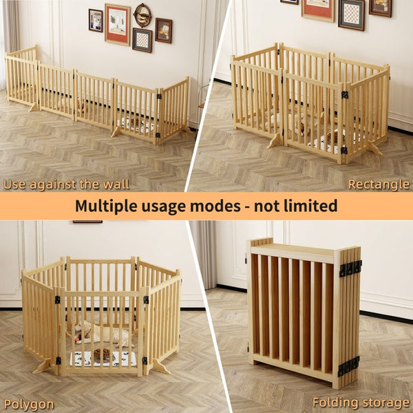 English Elm (6 Panel) Freestanding Wood Pet Gate Accordion Folding Indoor Dog Fence 31 Inch W2641P336052