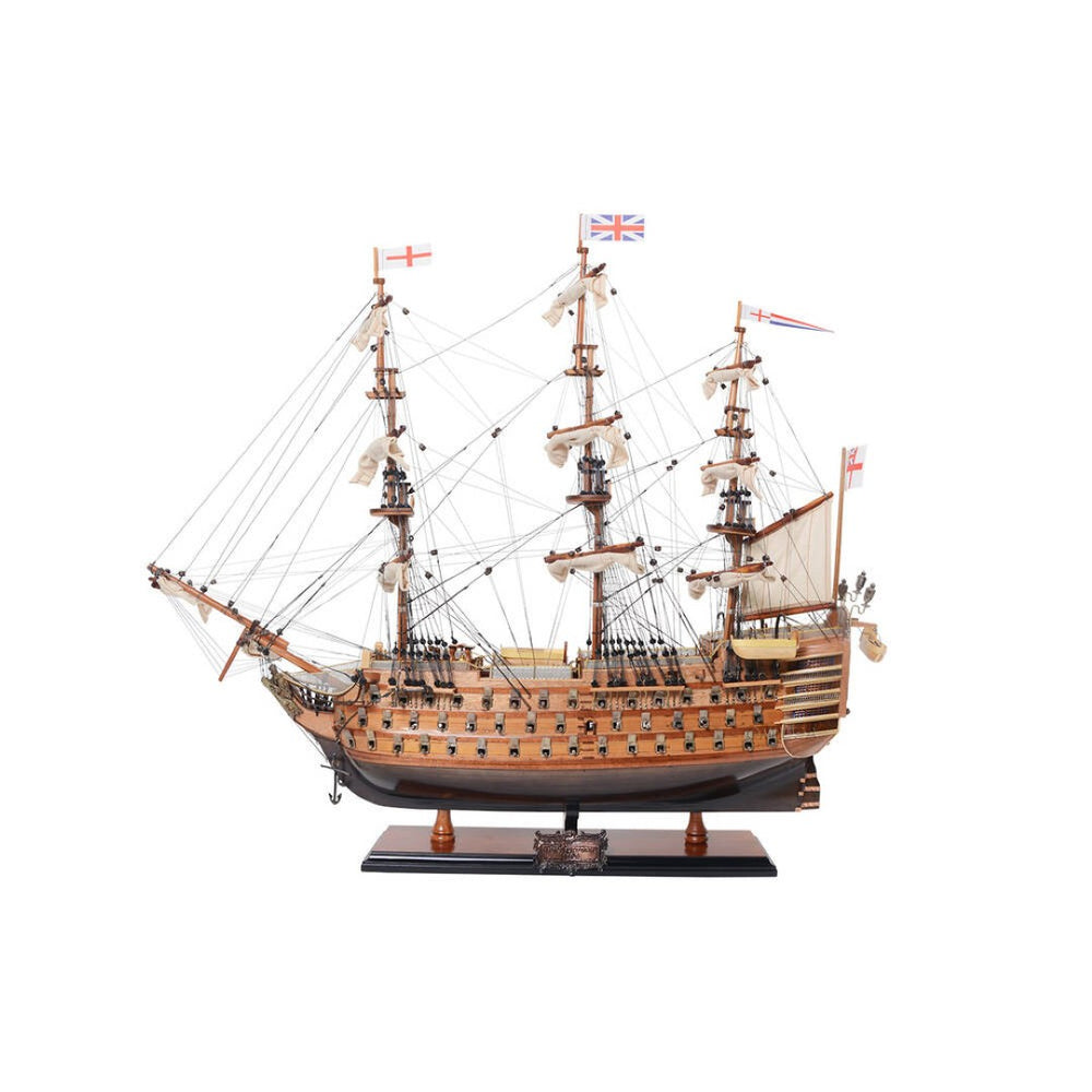 HomeRoots 27" Hand-Painted Unfinished Wood Model Boat – Coastal Charm for Home Décor & Unique Gifts 624630