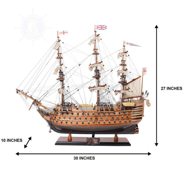 HomeRoots 27" Hand-Painted Unfinished Wood Model Boat – Coastal Charm for Home Décor & Unique Gifts 624630