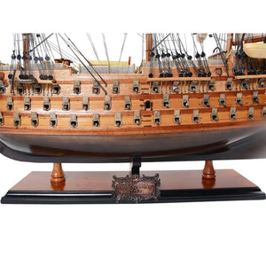 HomeRoots 27" Hand-Painted Unfinished Wood Model Boat – Coastal Charm for Home Décor & Unique Gifts 624630