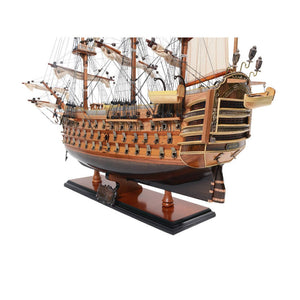 HomeRoots 27" Hand-Painted Unfinished Wood Model Boat – Coastal Charm for Home Décor & Unique Gifts 624630