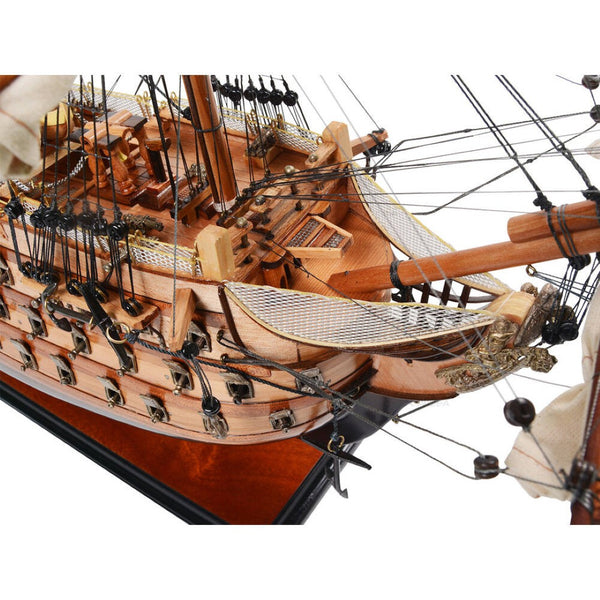 HomeRoots 27" Hand-Painted Unfinished Wood Model Boat – Coastal Charm for Home Décor & Unique Gifts 624630