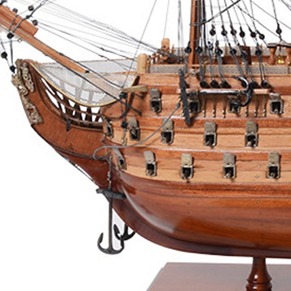 HomeRoots 36" Hand-Painted Unfinished Wood Model Boat - Unique Nautical Centerpiece for Coastal Decor Lovers 624632
