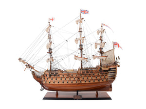 HomeRoots 36" Hand-Painted Unfinished Wood Model Boat - Unique Nautical Centerpiece for Coastal Decor Lovers 624632
