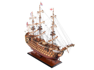 HomeRoots 36" Hand-Painted Unfinished Wood Model Boat - Unique Nautical Centerpiece for Coastal Decor Lovers 624632