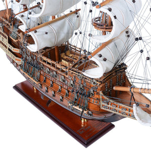 HomeRoots 27" Hand-Painted Unfinished Wood Model Boat - Unique Nautical Décor for Home, Gifts & Tabletop Accent 624633