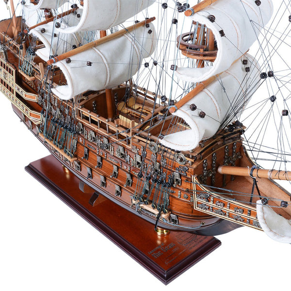 HomeRoots 27" Hand-Painted Unfinished Wood Model Boat - Unique Nautical Décor for Home, Gifts & Tabletop Accent 624633