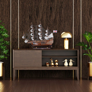 HomeRoots 27" Hand-Painted Unfinished Wood Model Boat - Unique Nautical Décor for Home, Gifts & Tabletop Accent 624633
