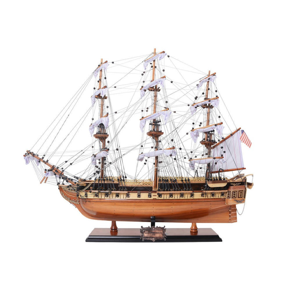 HomeRoots 25" Hand-Painted Unfinished Wood Model Boat – Vintage Nautical Charm for Home Decor & Gifts 624635