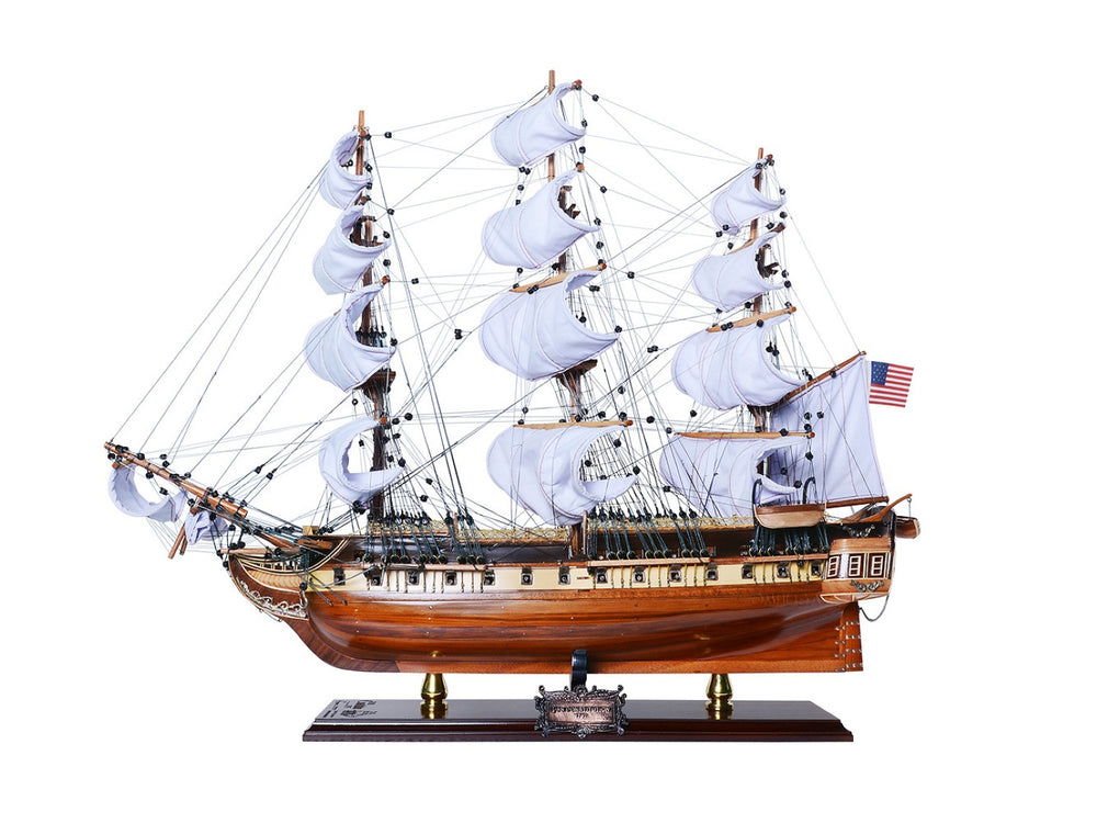 HomeRoots 25" Hand-Painted Unfinished Wood Model Boat – Vintage Coastal Décor for Home & Thoughtful Gifts 624636
