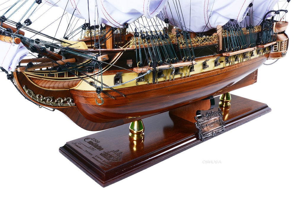 HomeRoots 25" Hand-Painted Unfinished Wood Model Boat – Vintage Coastal Décor for Home & Thoughtful Gifts 624636