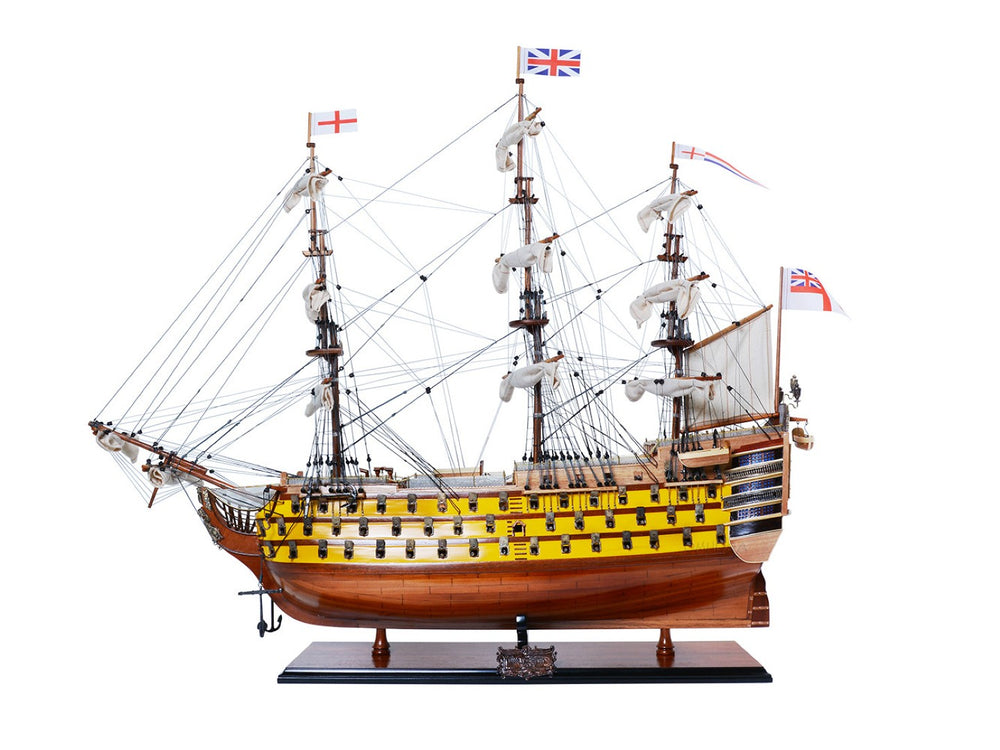 HomeRoots 36" Hand-Painted Unfinished Wood Model Boat - Vintage Nautical Charm for Home Décor & Gifts 624637