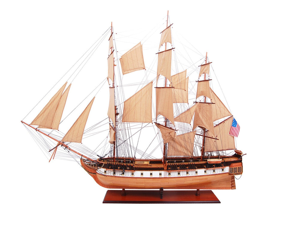 HomeRoots 60" Unfinished Wood Hand-Painted Model Boat – Unique Vintage Nautical Sculpture for Home or Office Decor 624638