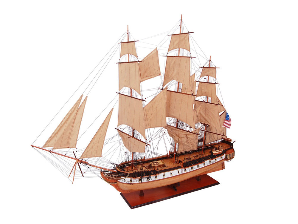 HomeRoots 60" Unfinished Wood Hand-Painted Model Boat – Unique Vintage Nautical Sculpture for Home or Office Decor 624638