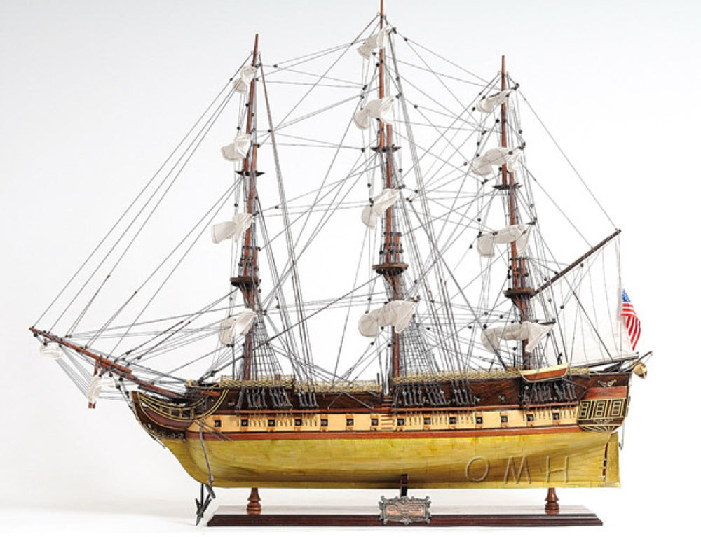 HomeRoots 13" Hand-Painted Unfinished Wood Model Boat – Vintage Nautical Decor for Home & Thoughtful Gifts 624640