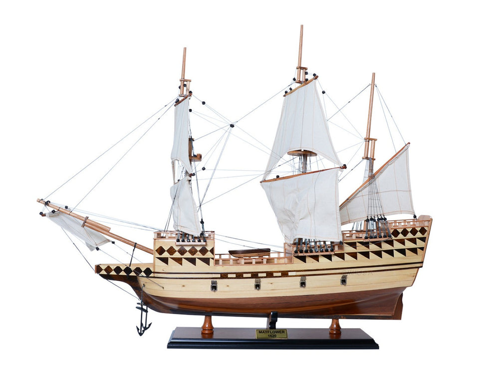 HomeRoots 25" Hand-Painted Unfinished Wood Model Boat – Vintage Nautical Charm for Rustic Home Decor Focal Point 624641
