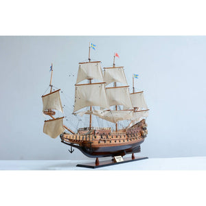 50 Inch Handcrafted Wooden Sailboat Sculpture Nautical Coastal Home Decor Display
