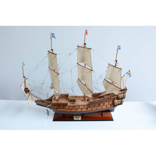 50 Inch Handcrafted Wooden Sailboat Sculpture Nautical Coastal Home Decor Display