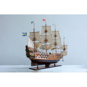50 Inch Handcrafted Wooden Sailboat Sculpture Nautical Coastal Home Decor Display