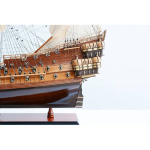 50 Inch Handcrafted Wooden Sailboat Sculpture Nautical Coastal Home Decor Display