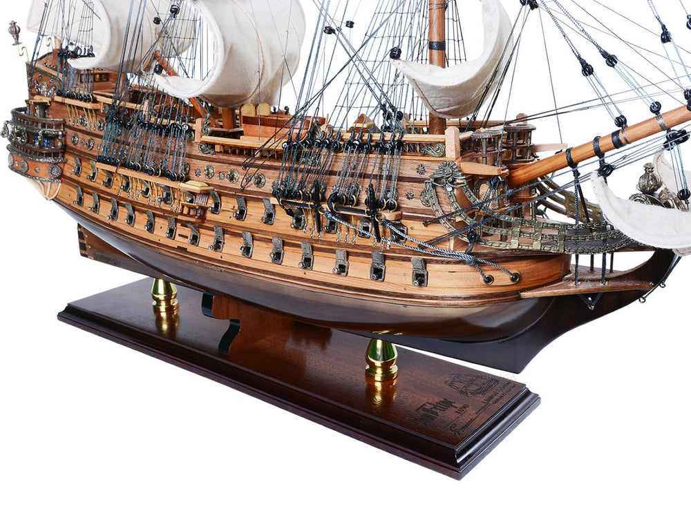 HomeRoots 26" Handcrafted Vintage Nautical Model Boat - Unique Artisanal Decor for Home & Office Accent 624647