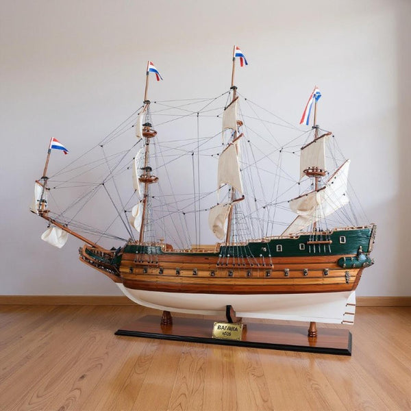 49 Inch Handcrafted Wooden Sailboat Replica Artisan Nautical Decor Accent Piece