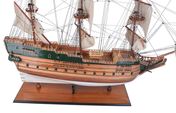 49 Inch Handcrafted Wooden Sailboat Replica Artisan Nautical Decor Accent Piece