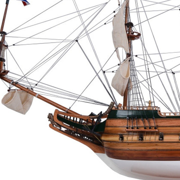 49 Inch Handcrafted Wooden Sailboat Replica Artisan Nautical Decor Accent Piece