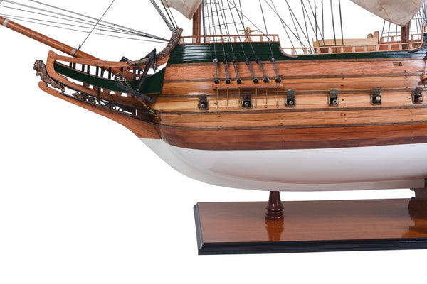 49 Inch Handcrafted Wooden Sailboat Replica Artisan Nautical Decor Accent Piece