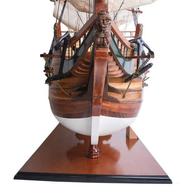 49 Inch Handcrafted Wooden Sailboat Replica Artisan Nautical Decor Accent Piece