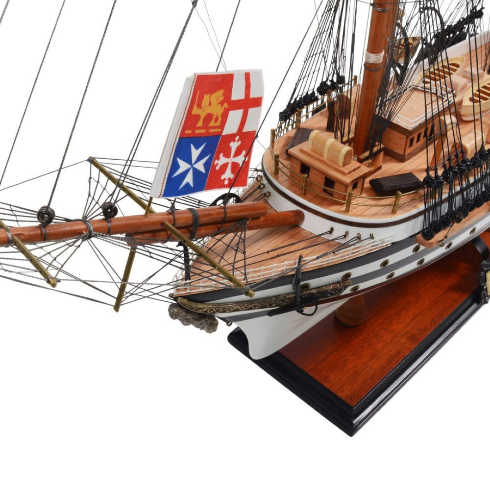 HomeRoots 24" Vintage Nautical Hand-Painted Wood Model Boat – Unique Artisan Decor for Home & Gifting 624660