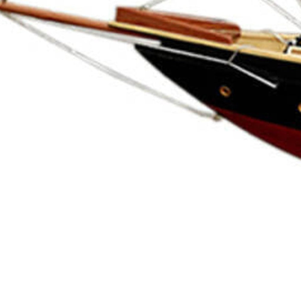 HomeRoots 33" Hand-Painted Unfinished Wood Model Boat - Vintage Charm & Unique Artisanal Decor for Any Space 624662