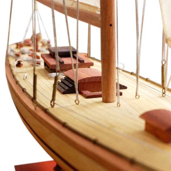 HomeRoots 30" Hand-Painted Unfinished Wood Model Boat – Rustic Nautical Decor for Home, Gift & Centerpiece 624666