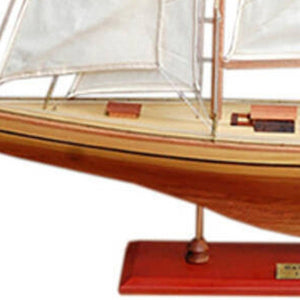 HomeRoots 30" Hand-Painted Unfinished Wood Model Boat – Rustic Nautical Decor for Home, Gift & Centerpiece 624666